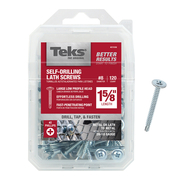ITW Self-Drilling Screw, #8 x 1-5/8 in, Zinc Plated Steel Truss Head 120 PK 21536